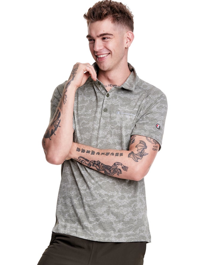 Champion T-Shirt Heren - Grijs - Jacquard Sport Polo ( 924601-PHN )